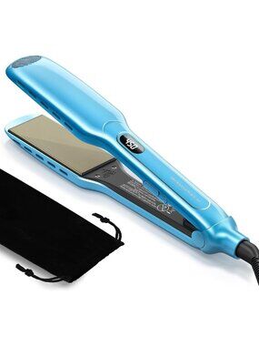 1.75” Wide Wet to Straight Flat Iron | Fast Styling for Damp or Dry Hair, Smooth